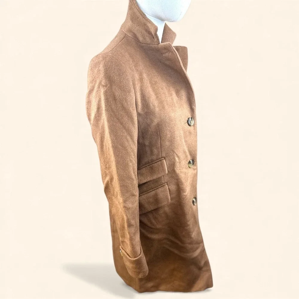 Lauren Ralph Lauren NWT‎ 2 Petite Wool Blend Button Front Classic Coat Camel